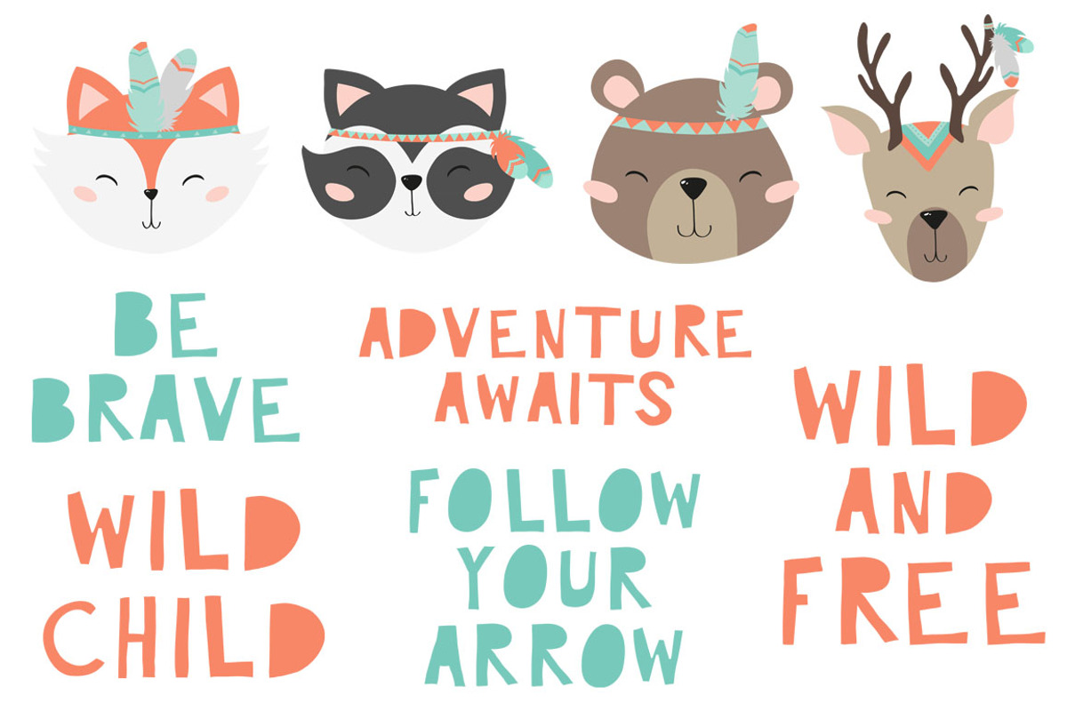 Tribal Woodland Set, an Animal Illustration by Nagore Rodriguez Design (Photo 2 of 3)