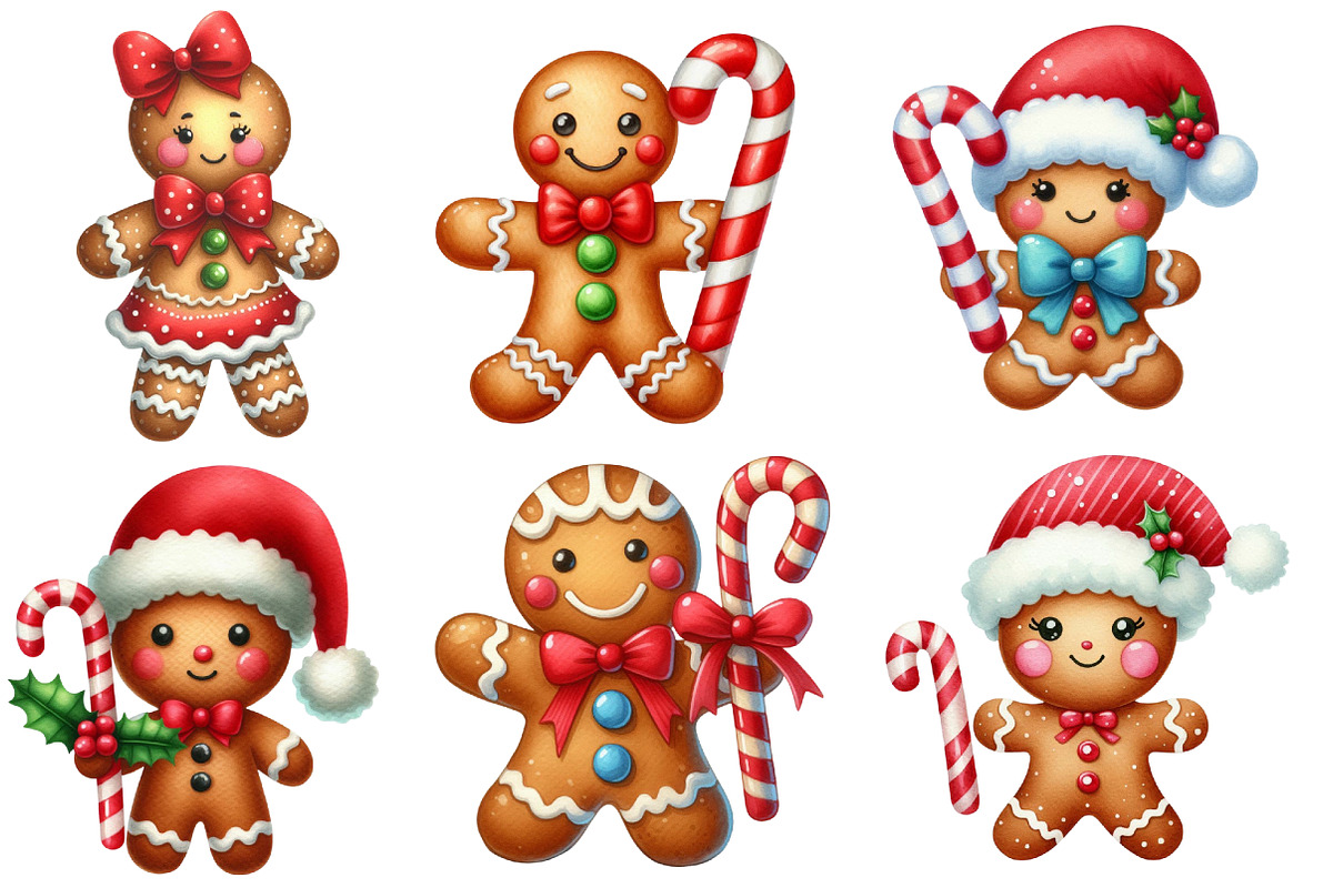 Watercolor Gingerbread Man Clipart, an Illustration by Designworld (Photo 3 of 6)