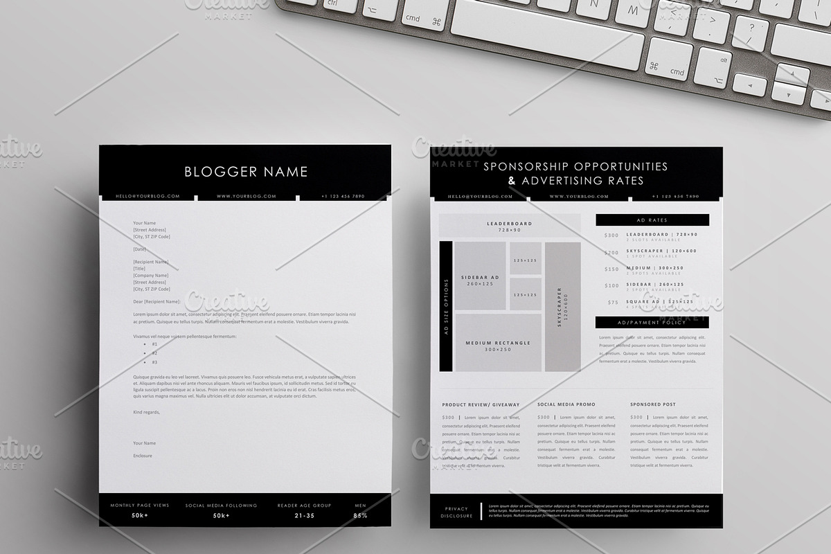 Media Kit Template | 2 Pages, a Resume Template by Blogger Kit Co. (Photo 4 of 4)