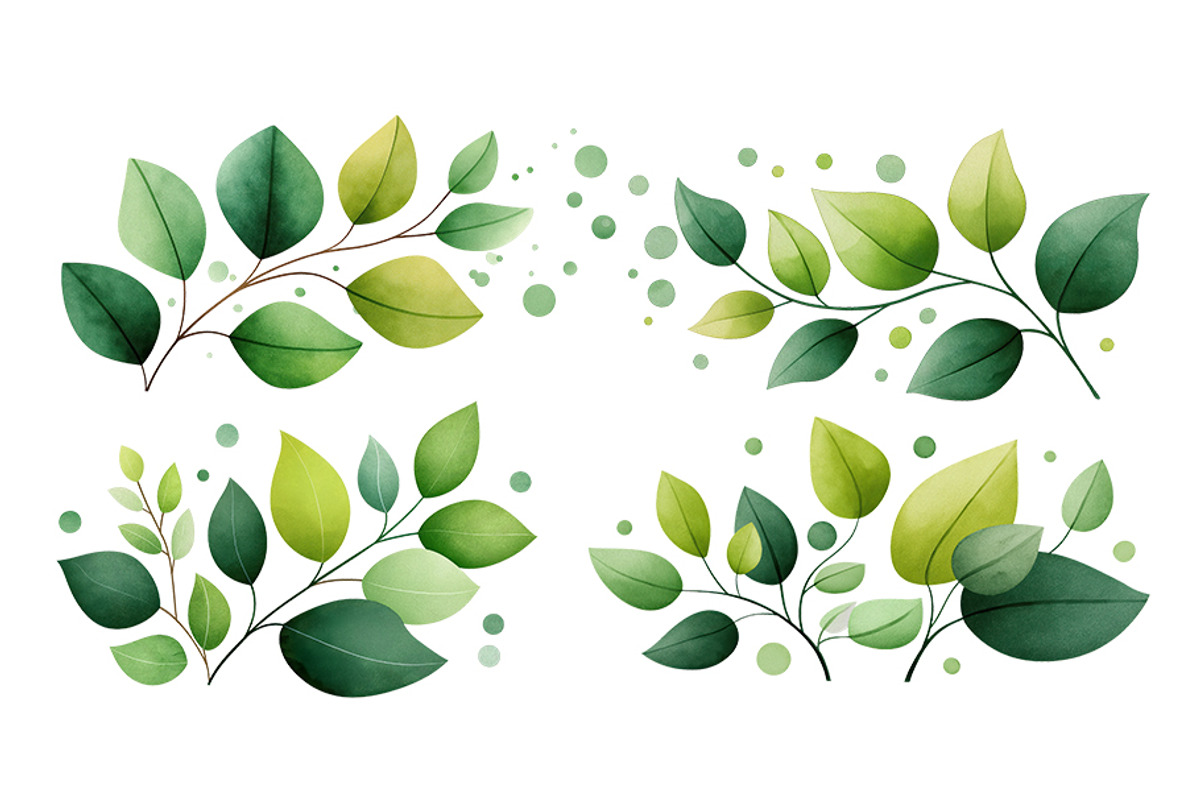 Watercolor Leaves Clipart, a Decorative Illustration by BazziBa♥ (Photo 6 of 6)