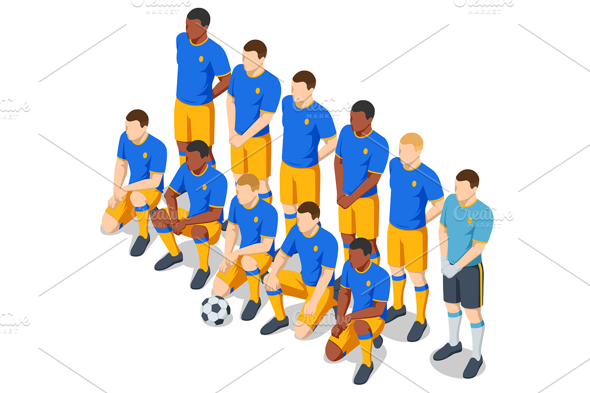Isometric football team lineup with, a Sport Illustration by Golden Sikorka