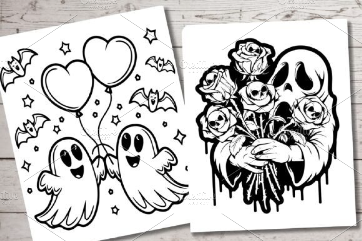Spooky Valentine’s Day Coloring Page, a Seasonal Illustration by Ink Gallery (Photo 8 of 8)