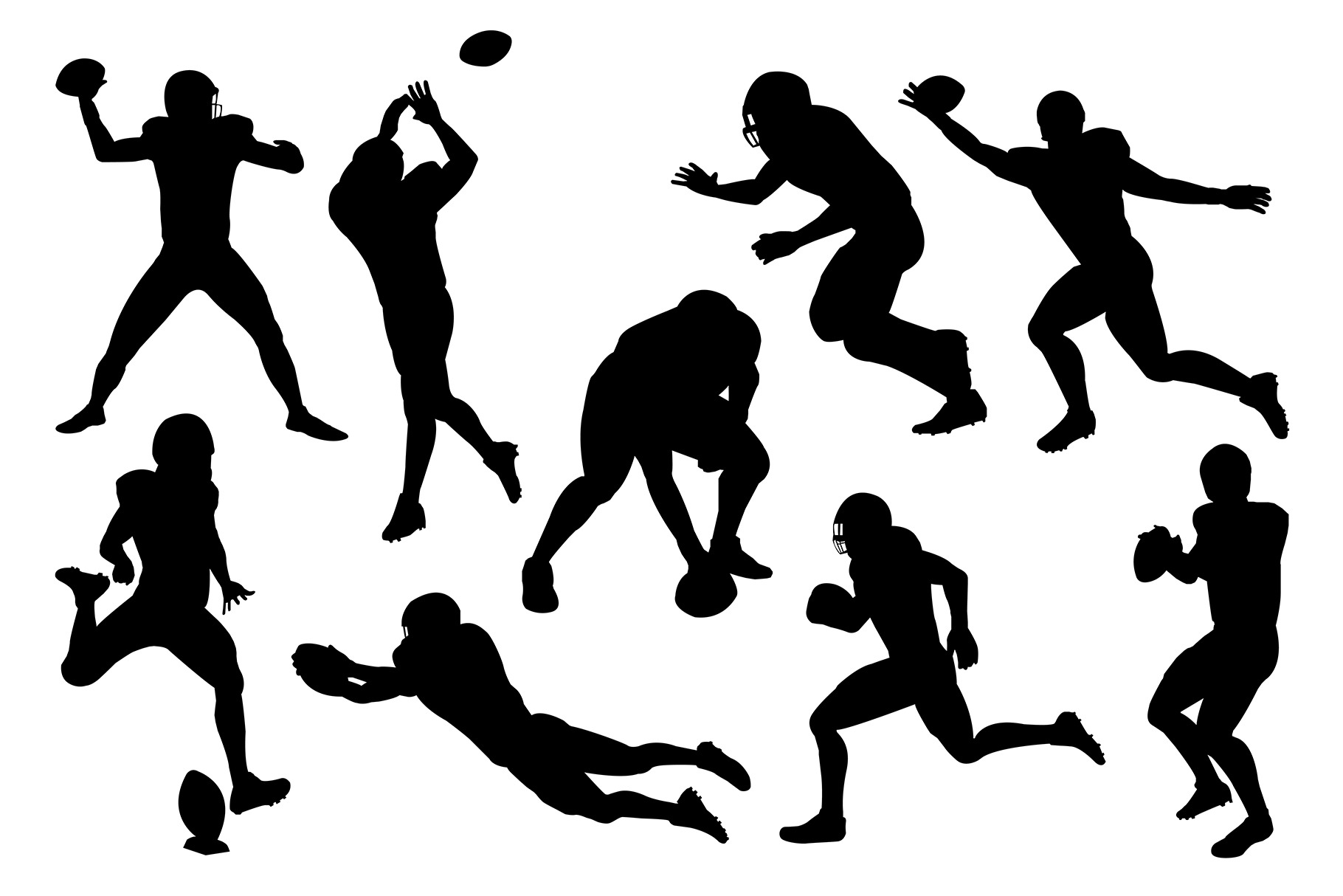 silhouette american football player, an Illustration by charnsitr