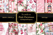 Pink Christmas Digital Paper, a Pattern Graphic by HoneyBunnyDigital (Thumbnail 1 of 4)