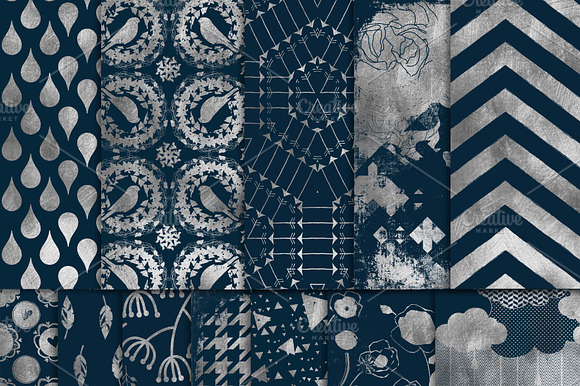Digital Navy and Silver Paper preview 4