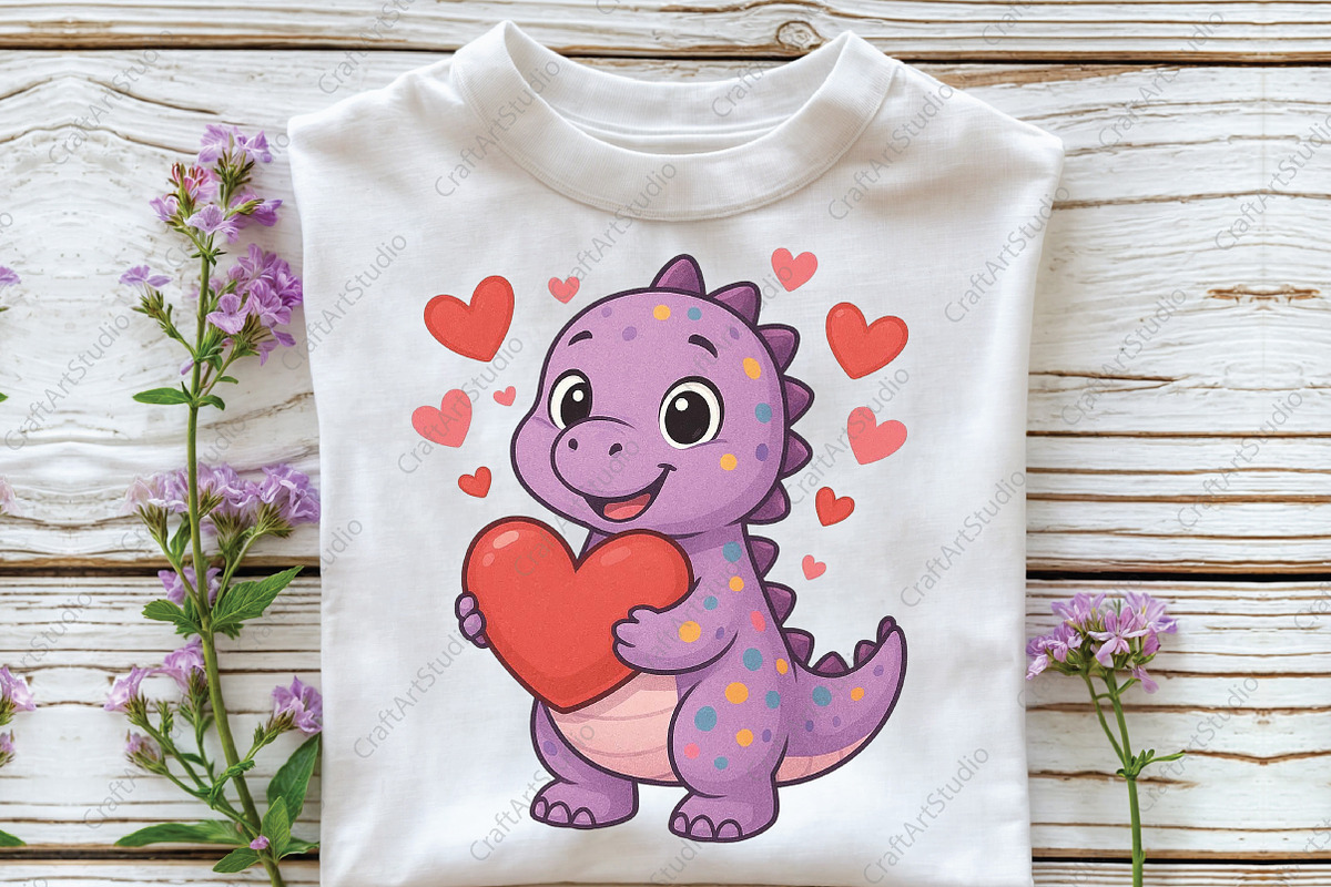 Valentine's Day T-Rex PNG, an Illustration by CraftArtStudio (Photo 2 of 4)