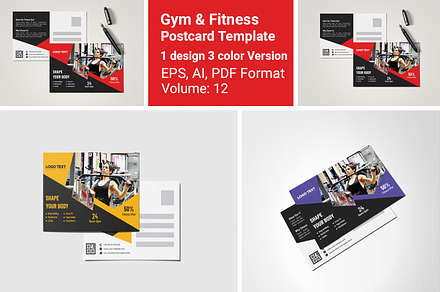 GYM Post Card Design Template, a Card Template by MRI STUDIO