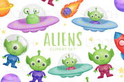 Cute Aliens Clipart Illustrations, an Illustration by Doodle and Stitch (Thumbnail 2 of 3)