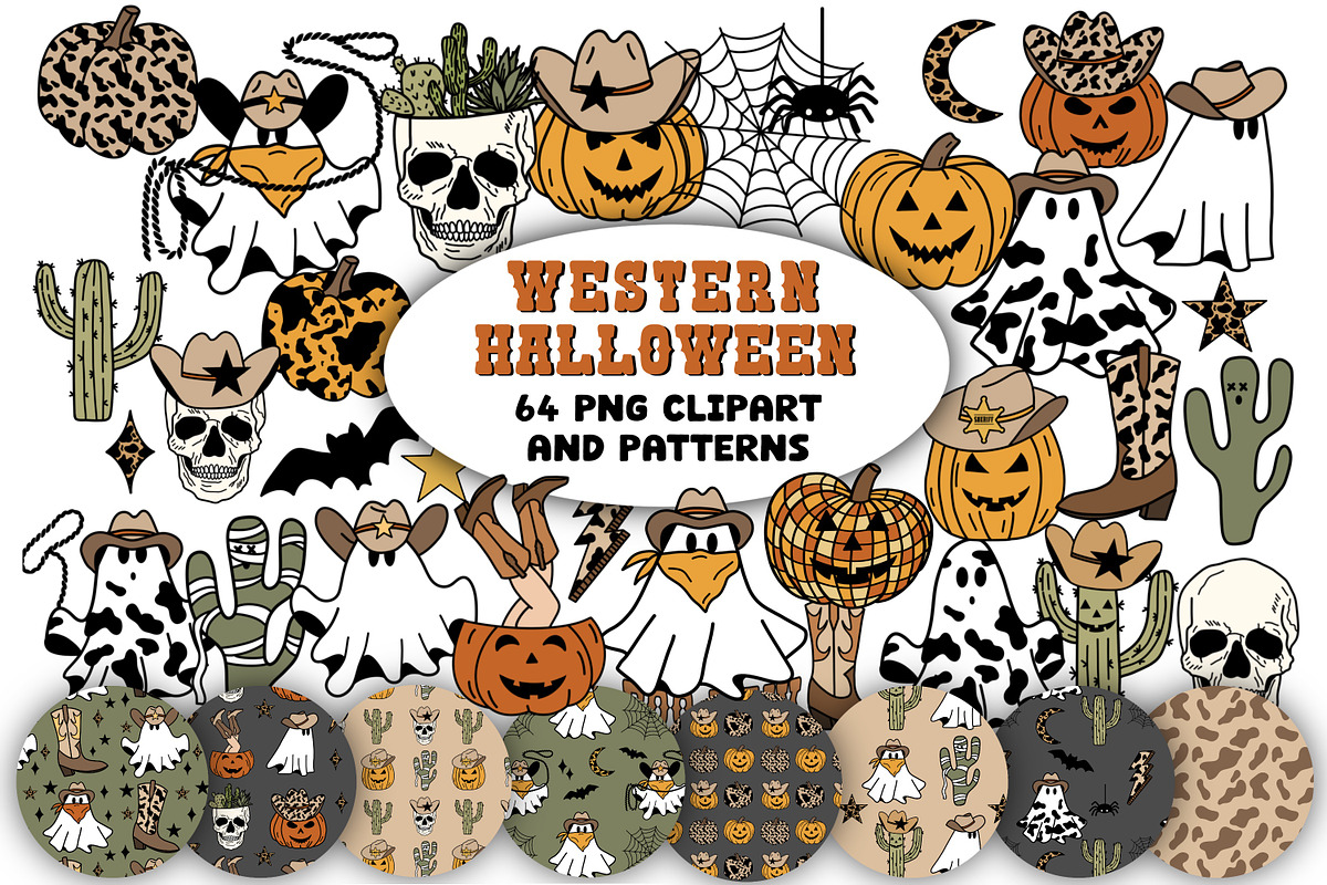 Western Halloween Clipart & Patterns, a Graphic by Brush Lab (Photo 1 of 7)