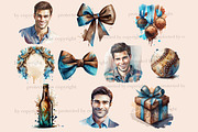 Mans Birthday Clipart, a Person Illustration by GlamArtZhanna (Thumbnail 3 of 5)
