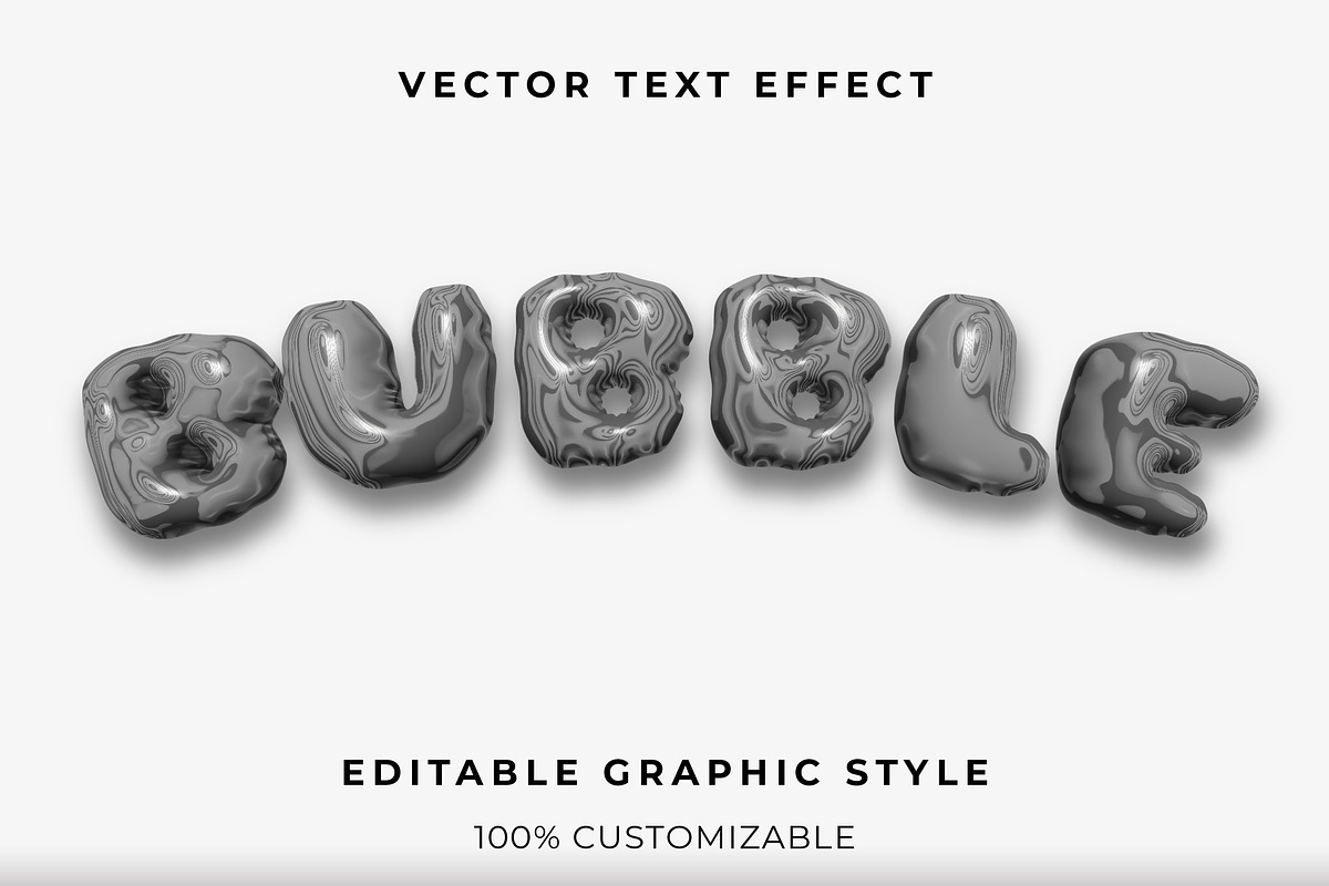 Metallic Black Bubble Text Effect