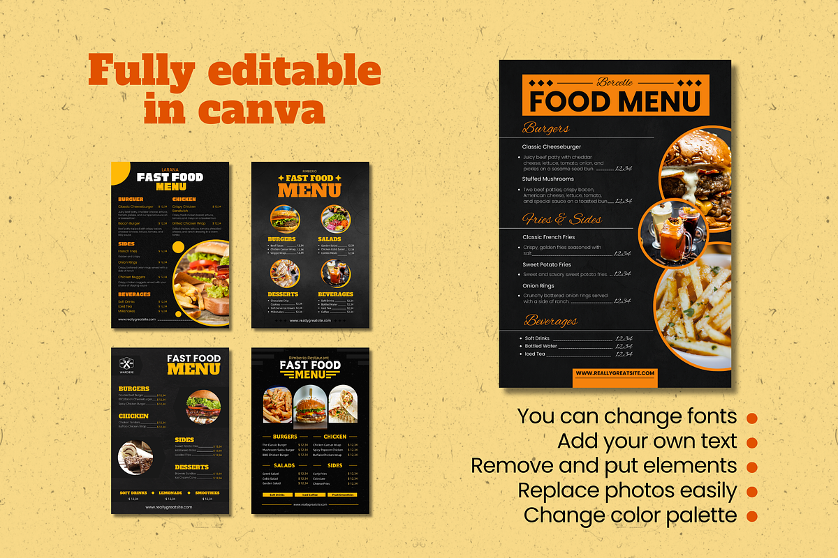 5 Fast Food Menu Templates Canva, a Templates & Theme by TemplateCastleStore (Photo 9 of 9)