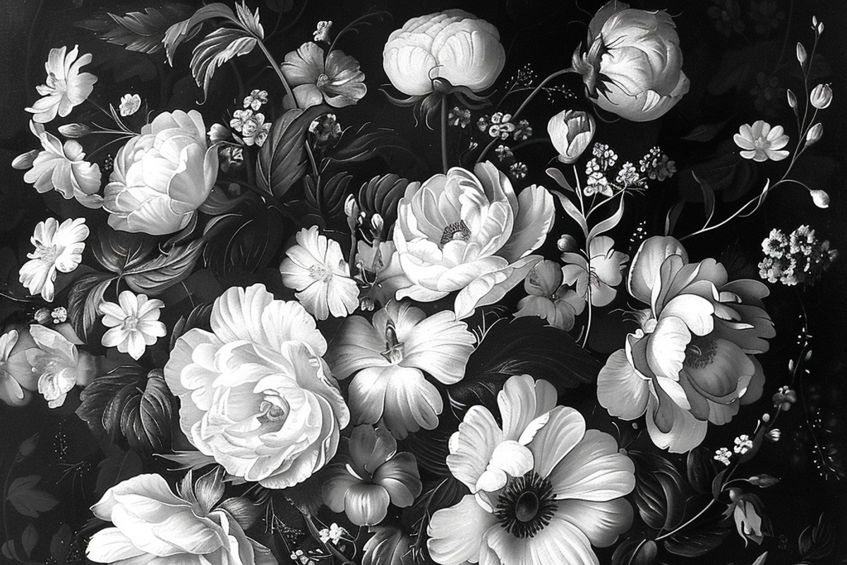 Vintage Black White Flowers, a Background Graphic by Printable Treasure (Photo 5 of 8)