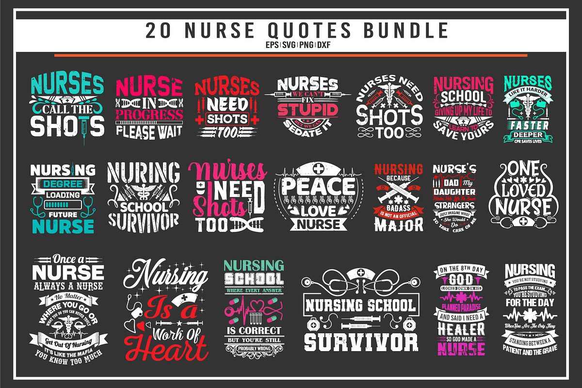 Nurse 20 quotes t shirt bundle, a Graphic by Uniquesvg99 (Photo 1 of 7)