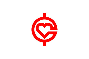 Letter C Love Coin Logo