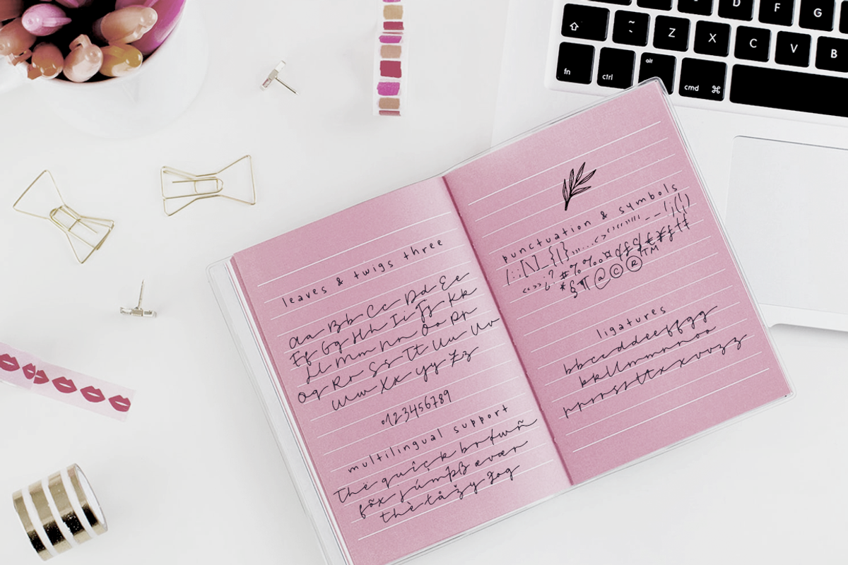 Leaves and Twigs font trio & extras, a Script Font by Ana's Fonts (Photo 6 of 17)