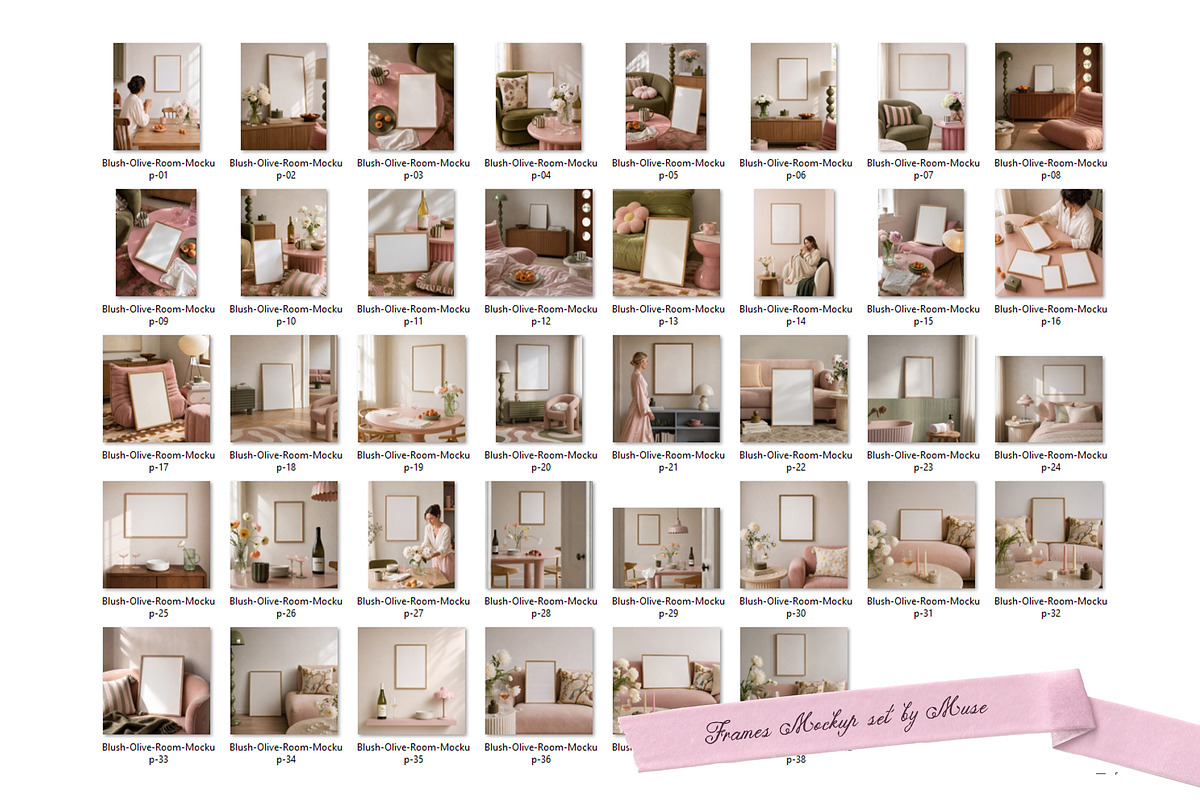 Blush Olive Room Frames Mockups, a Household Mockup by Muse Mockups (Photo 17 of 19)