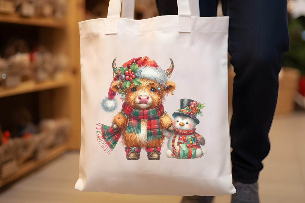 Cute Christmas Highland Cow Clipart, an Illustration by Rose Art (Photo 3 of 5)