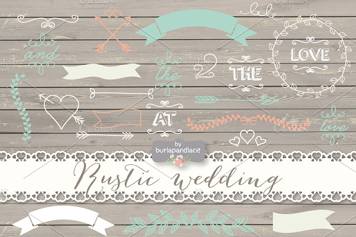 Vector rustic wedding, an Illustration by burlapandlace