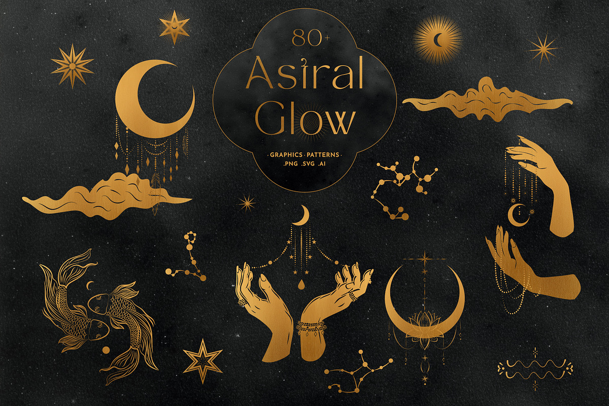 Gold Celestial Graphics Astrology, an Object Graphic by Under My Cozy Roof (Photo 1 of 16)