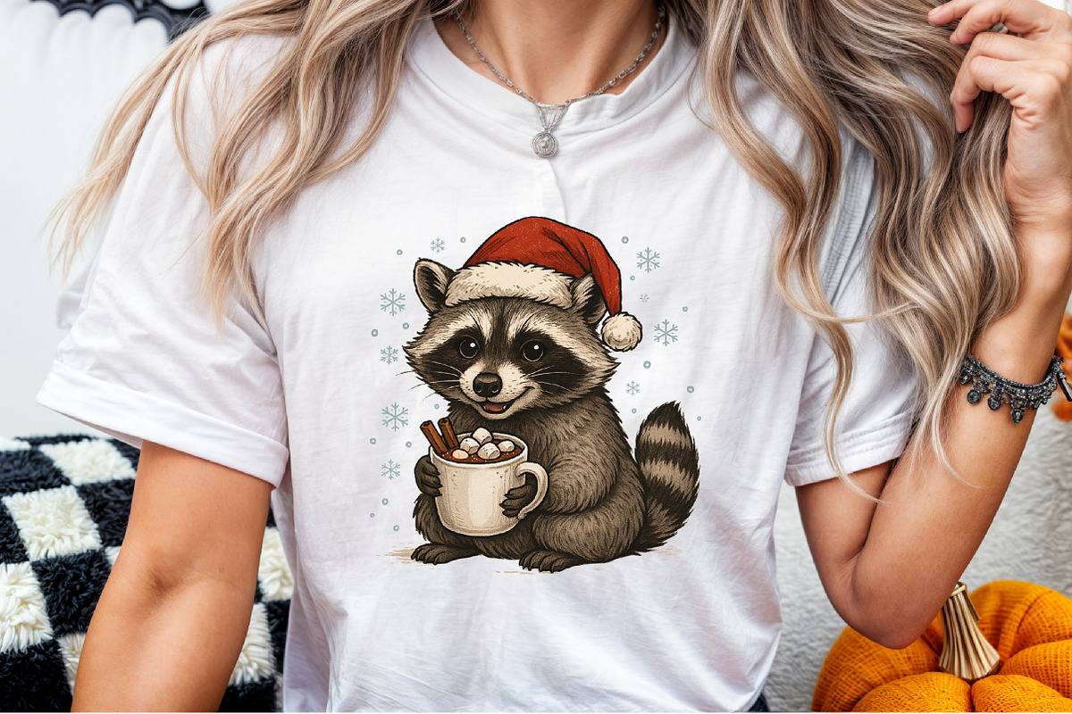Watercolor Christmas Raccoon PNG, an Illustration by Sublimation Artist (Photo 9 of 9)
