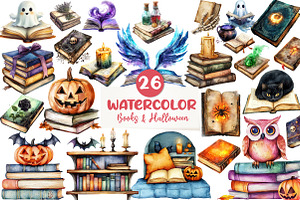 Books & Halloween Clipart, an Illustration by CreationArt