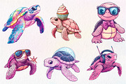 Pink Sea Turtle Clipart, an Illustration by CreationArt (Thumbnail 5 of 9)