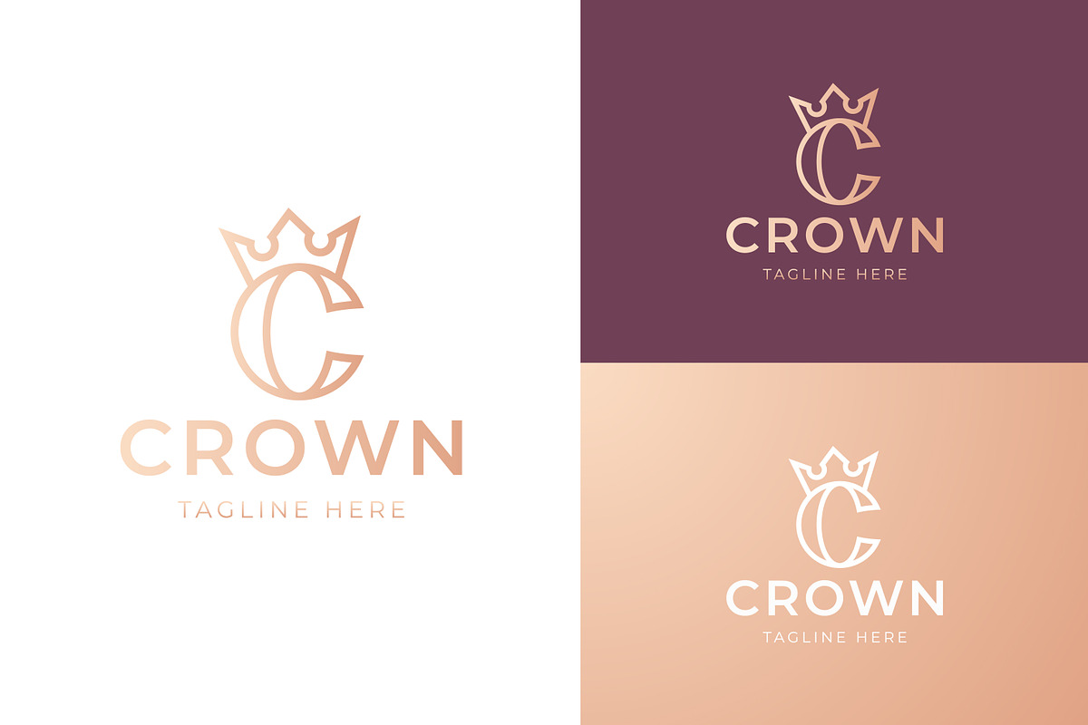Letter C Logo Crown Linear Gold, a Branding & Logo Template by Signatoro