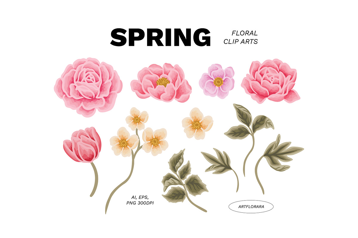 SPRING Flower Patterns & Clip Arts, an Object Graphic by Artflorara (Photo 7 of 9)
