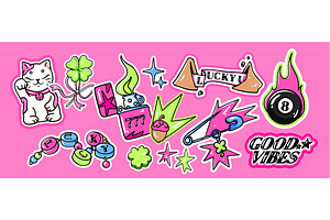 Lucky sticker set with colorful