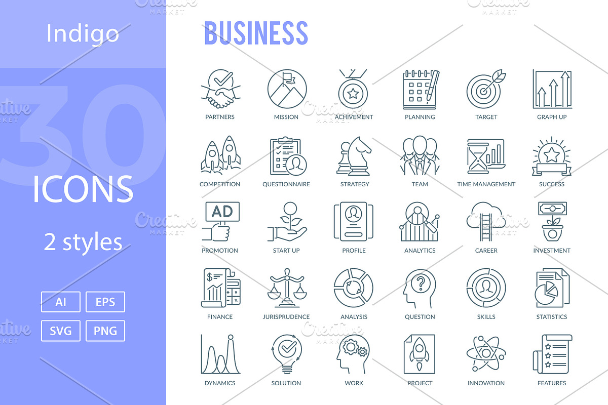 Business Icons, an Outline Icon by Kalash (Photo 2 of 3)