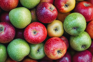 Top view on ripe, juicy apples, a Food & Drink Photo by MistyDay