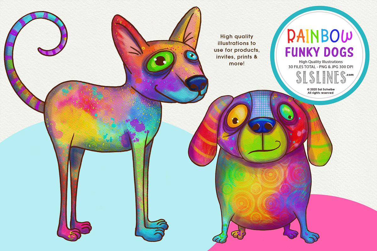 Rainbow Funky Dog Illustrations PNG, an Illustration by SLS Lines (Photo 6 of 10)