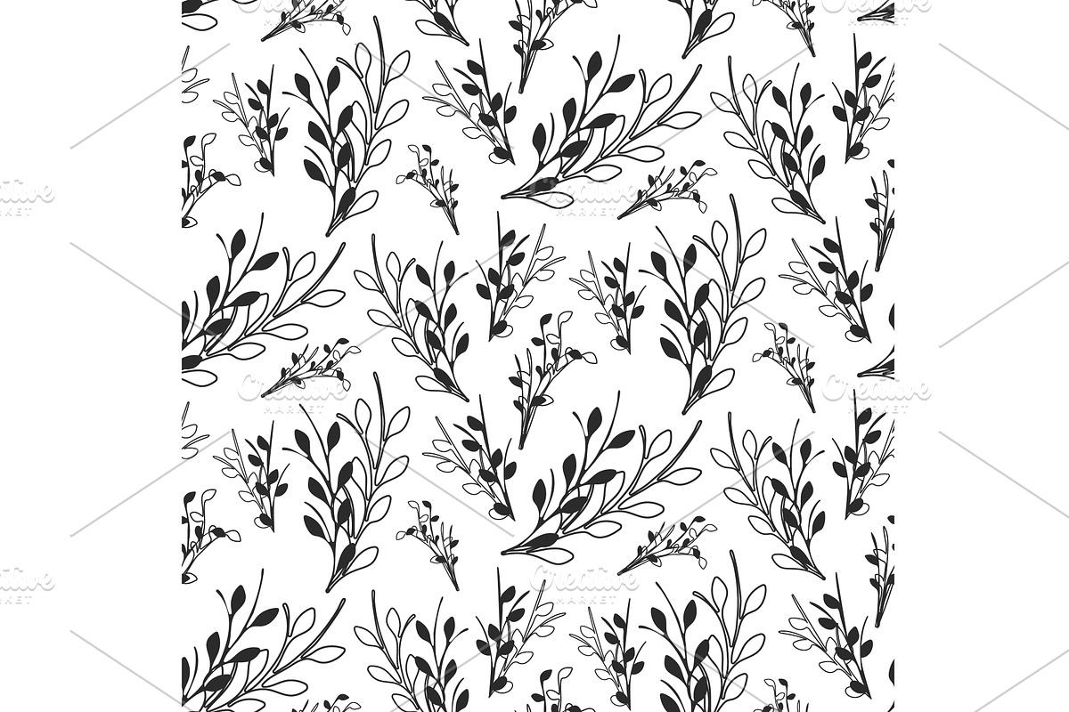 Elegant black and white botanical, an Object Illustration by okskukuruza