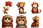 Whimsical Valentine Cat Clipart, an Illustration by Black Bird Studio (Thumbnail 5 of 6)