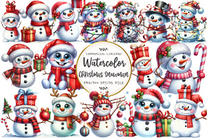 Christmas Snowman Clipart, an Illustration by OK Design