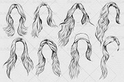 Hairstyle Stamp Brushes Procreate, a Brush Add-On by sundrameda (Thumbnail 3 of 9)
