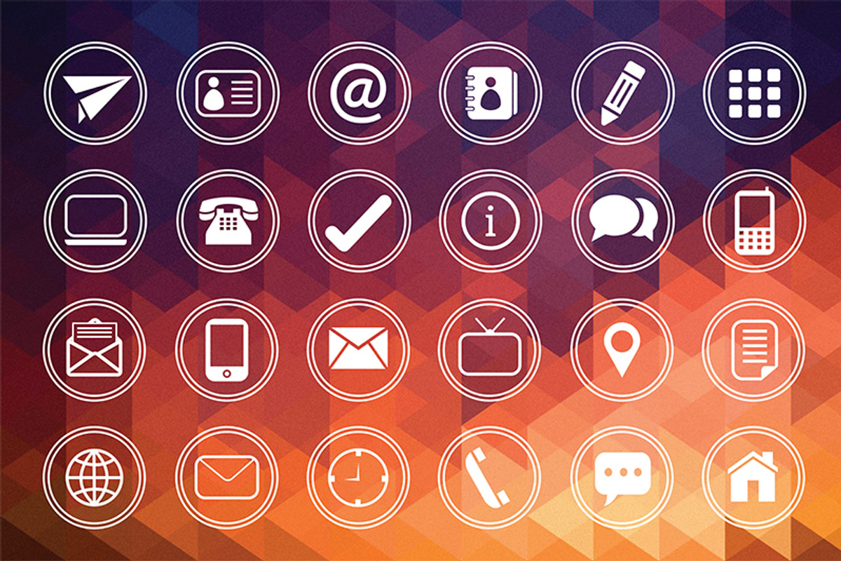 Vintage Contact Info Icon Vector Set preview 2