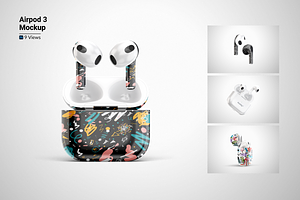 Airpods 3 Skins & Box Mockup