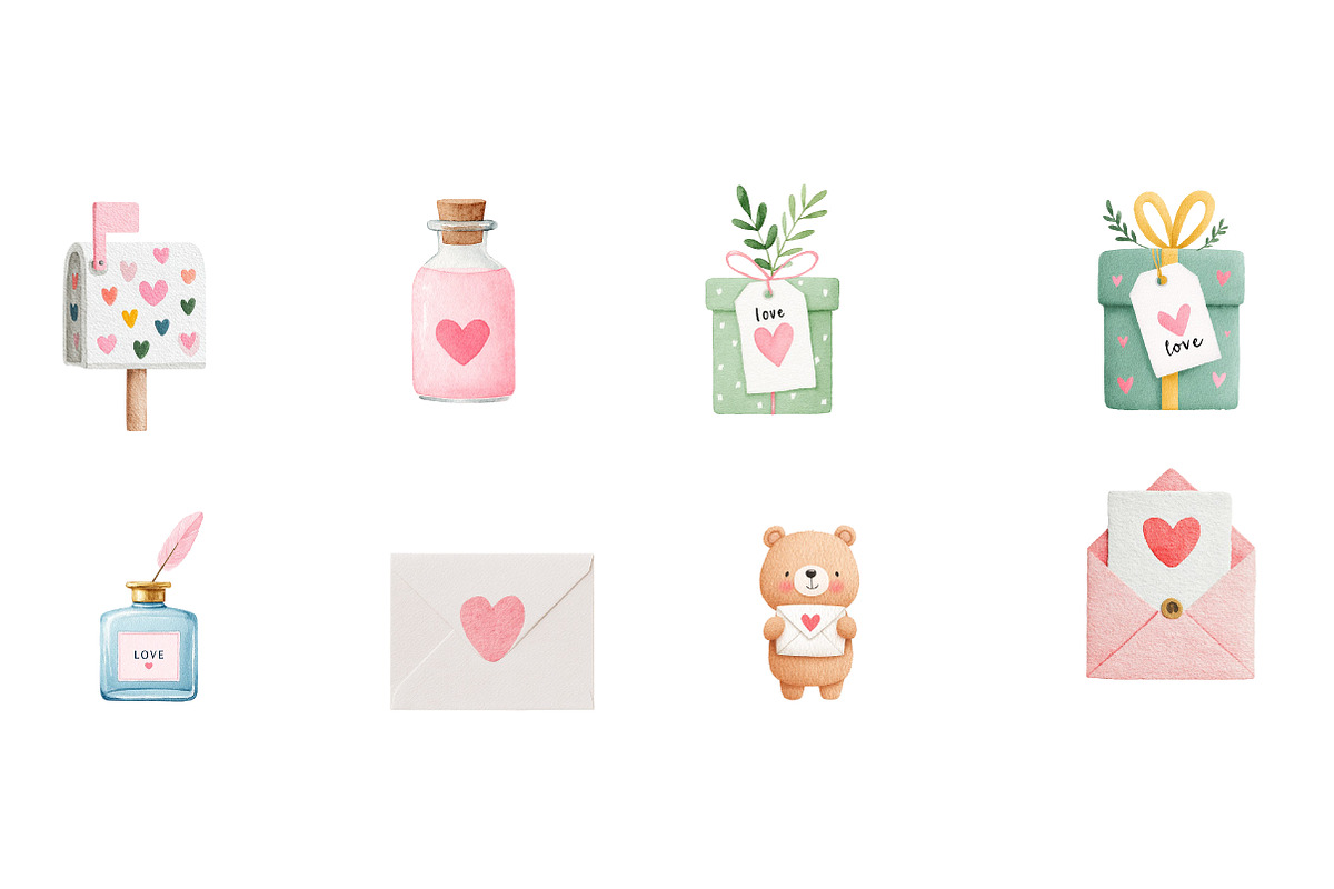 Watercolor Valentine  Clipart, an Illustration by Designworld (Photo 4 of 4)