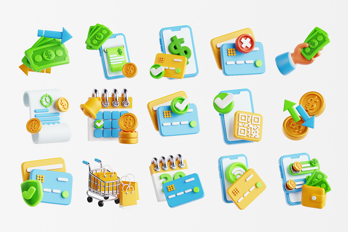 Online Payment 3D Icon Set, an Object 3D Model by Eklip Studio (Photo 2 of 3)