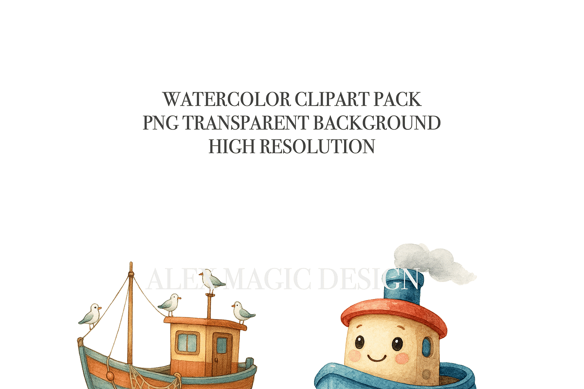 Boat Clipart Set, a Decorative Illustration by Pati Charm Studio (Photo 5 of 8)