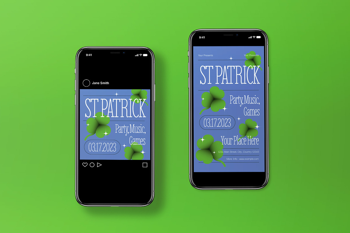 Blue Y2K Saint Patrick Day Flyer Set, a Flyer Template by graphicook (Photo 3 of 3)