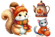 Watercolor Crochet Autumn Clipart, an Illustration by Designworld (Thumbnail 6 of 7)