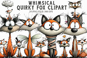 Whimsical Quirky Fox Clipart, an Illustration by Libby Wishes (Thumbnail 1 of 6)