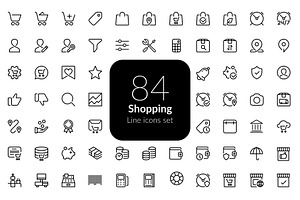 Shopping line icons set