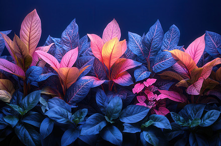 Colorful foliage illuminated by soft, a Photo by Tanuart