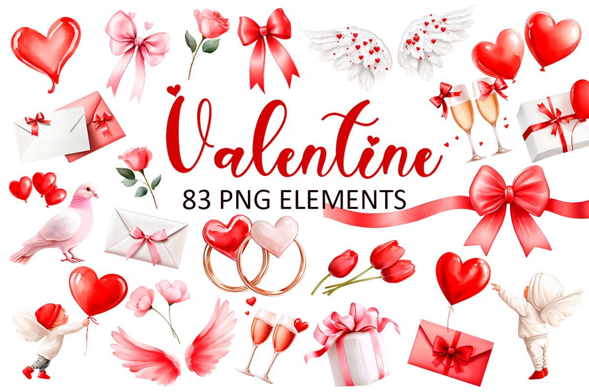 Watercolor Valentine's Day clipart, an Object Illustration by Evgeniia (Photo 1 of 4)