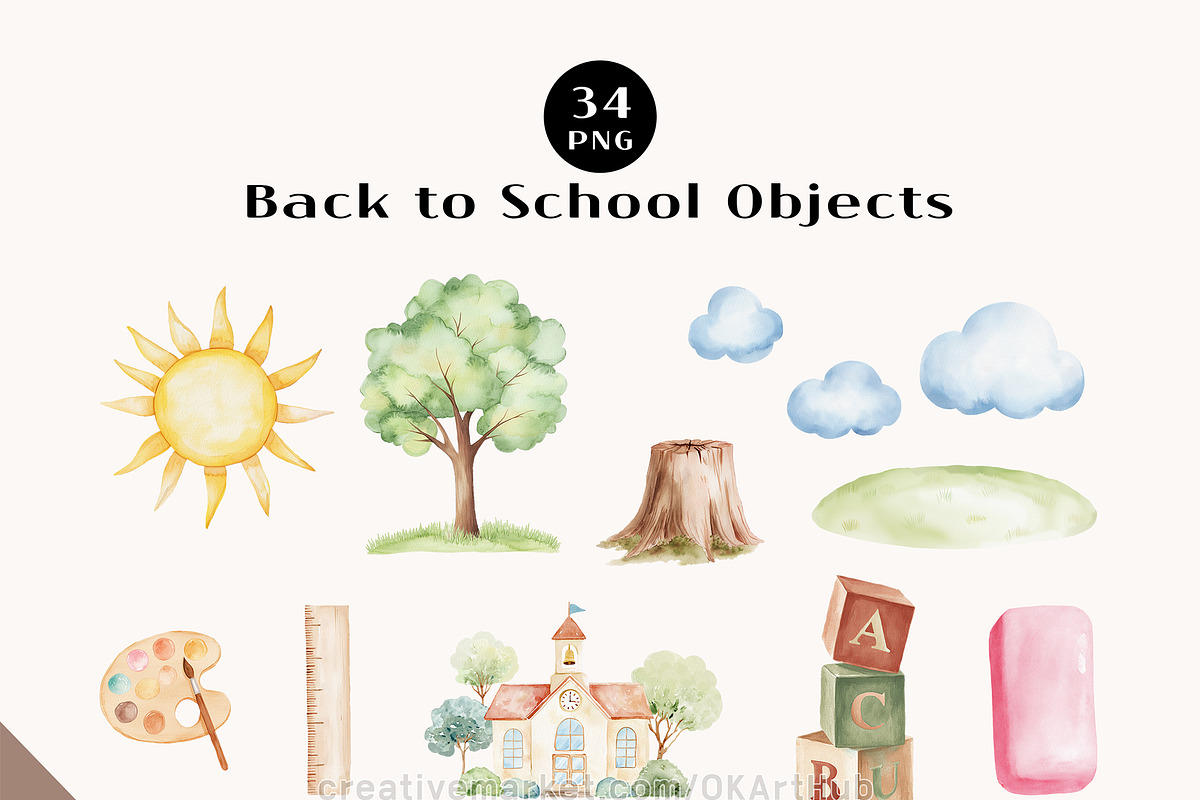 Back to School Clipart Bundle, an Education Illustration by OKArtHub (Photo 2 of 7)