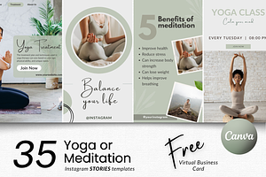 35 YOGA Stories Templates Canva